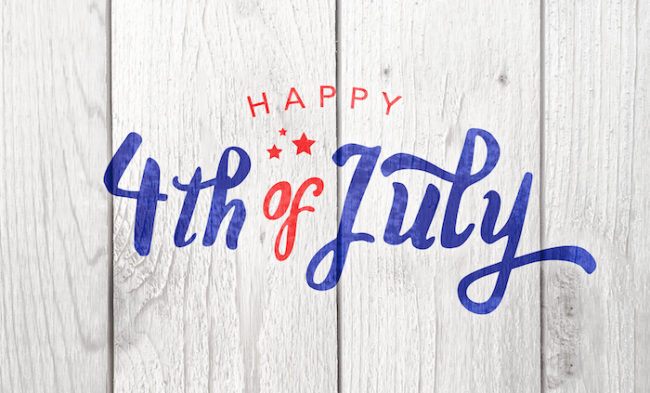 Happy 4th of July Typography Over Distressed Wood Background