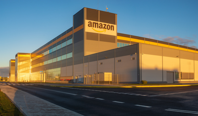 Szczecin, Poland-January: Amazon logistics center near Szczecin in Poland-panorama